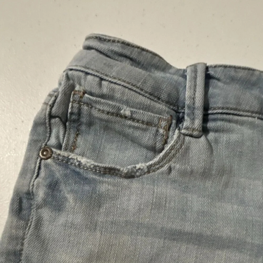 Mudd Girls Light Wash Blue Denim Cut-Off Shorts: Size 12 Stretch Lace Pockets
